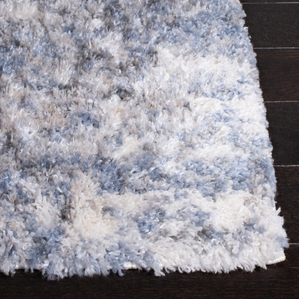 Safavieh Berber Shag Polypropylene Runner Rug Ivory Blue Plush Pile for Hallway Entryway 2' x 16' BER274B-216