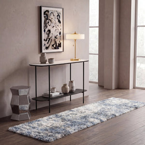 Safavieh Berber Shag Polypropylene Runner Rug Ivory Blue Plush Pile for Hallway Entryway 2' x 16' BER274B-216