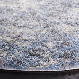 Safavieh Berber Shag Deep Pile Polypropylene Rug for Living Room Bedroom Soft Neutral Texture Ivory Blue Round BER274B-5R