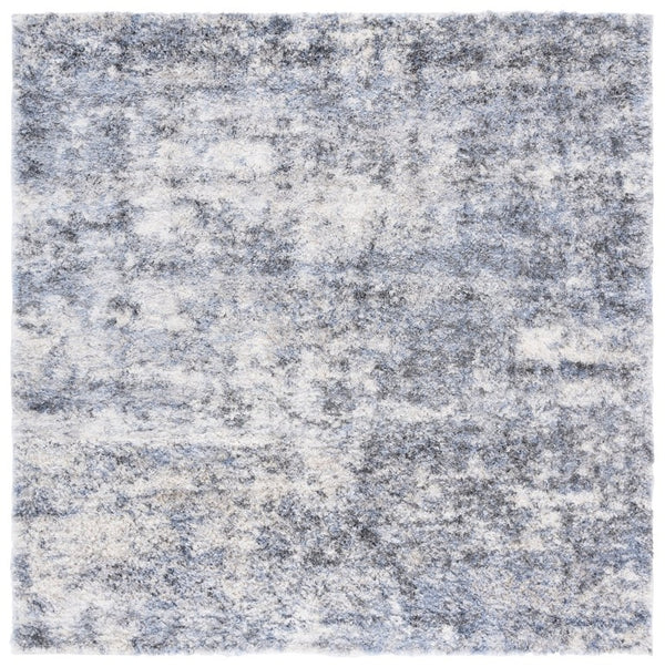 Safavieh Berber Shag Deep Pile Polypropylene Rug for Living Room Bedroom Soft Neutral Texture Ivory Blue Square BER274B-5SQ
