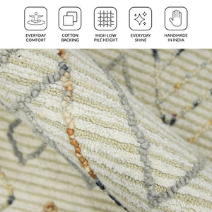 Amer Rugs Berlin Farmhouse Geometric Hand-hooked Wool Area Rug – Trendy Style For Timeless Home Elegance Ivory Wool Ber30203