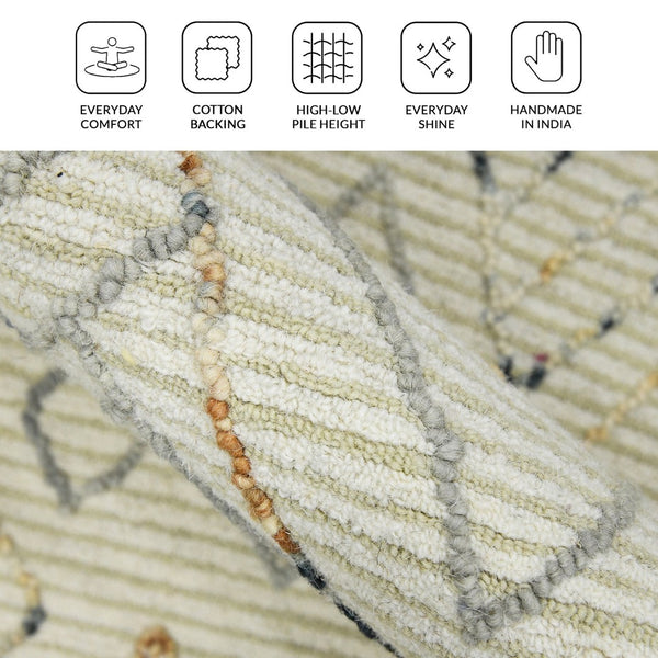 Amer Rugs Berlin Farmhouse Geometric Hand-hooked Wool Area Rug – Trendy Style For Timeless Home Elegance Ivory Wool Ber30203