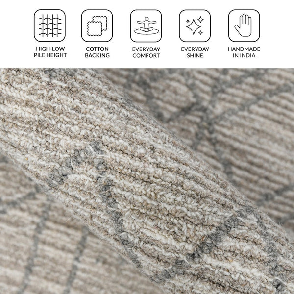 Amer Rugs Berlin Farmhouse Geometric Hand-hooked Wool Area Rug – Trendy Style For Timeless Home Elegance Gray,Beige Wool Ber40203