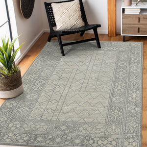 Amer Rugs Berlin Farmhouse Geometric Hand-hooked Wool Area Rug – Trendy Style For Timeless Home Elegance Gray,Beige Wool Ber40203