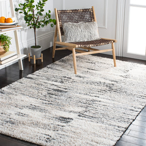Safavieh Berber Shag Area Rug - Luxurious Plush Comfort With Abstract Design For Modern Living Spaces Grey ,Ivory Polypropylene Pile Ber404f-6