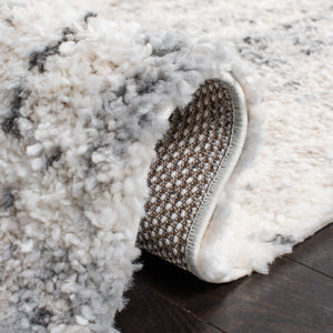 Safavieh Berber Shag Area Rug - Luxurious Turkish Design With Abstract Pattern For Elegant Home Decor Ivory ,Grey Polypropylene Pile Ber408a-6