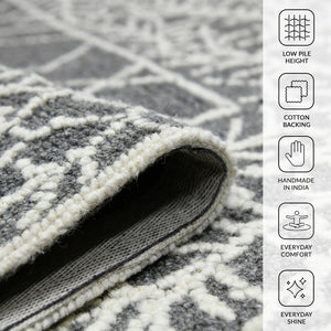 Amer Rugs Berlin Farmhouse Geometric Hand-hooked Wool Area Rug – Trendy Style For Timeless Home Elegance Dark Gray Wool Ber50203