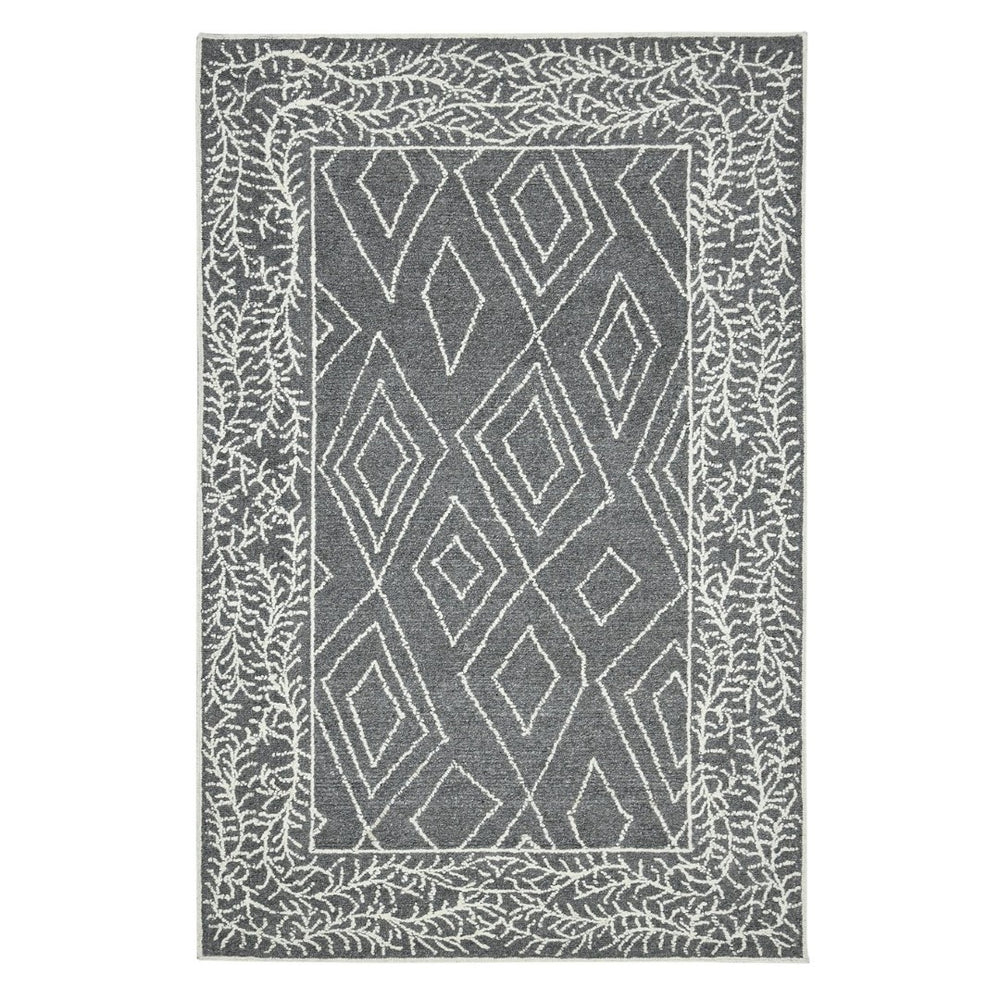 Amer Rugs Berlin Farmhouse Geometric Hand-hooked Wool Area Rug – Trendy Style For Timeless Home Elegance Dark Gray Wool Ber50203