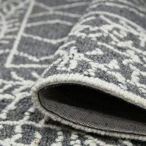 Amer Rugs Berlin Farmhouse Geometric Hand-hooked Wool Area Rug – Trendy Style For Timeless Home Elegance Dark Gray Wool Ber50203