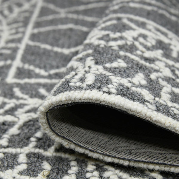 Amer Rugs Berlin Farmhouse Geometric Hand-hooked Wool Area Rug – Trendy Style For Timeless Home Elegance Dark Gray Wool Ber50203