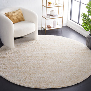 Safavieh Berber Round Area Rug - Luxurious Modern Shag In Ivory And Beige, Perfect For Cozy Living Spaces Ivory ,Beige Polyester Pile Ber563a-26