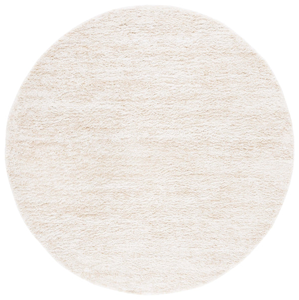 Safavieh Berber Round Area Rug - Luxurious Modern Shag In Ivory And Beige, Perfect For Cozy Living Spaces Ivory ,Beige Polyester Pile Ber563a-26