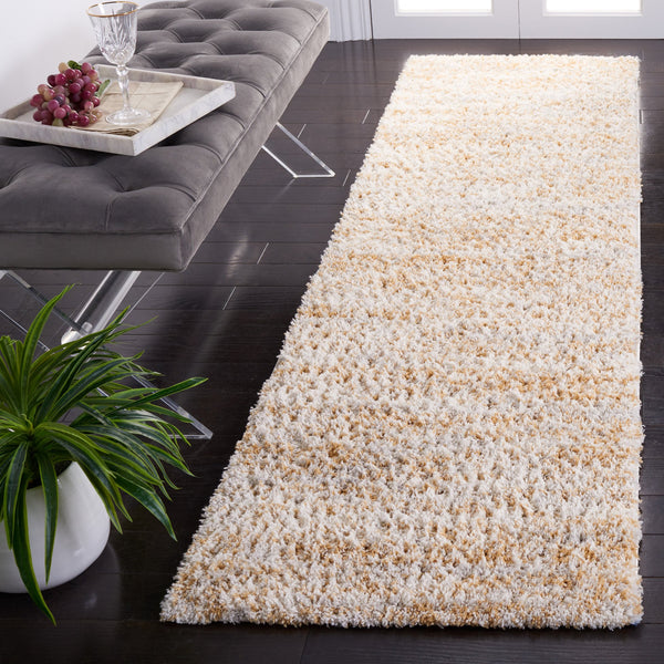 Safavieh Berber Ivory Light Gold Shag Runner Rug For Hallways — 1.25" Pile, Plush Flokati Feel, Modern Elegance 2'-3" x 6'-0" BER563D-26