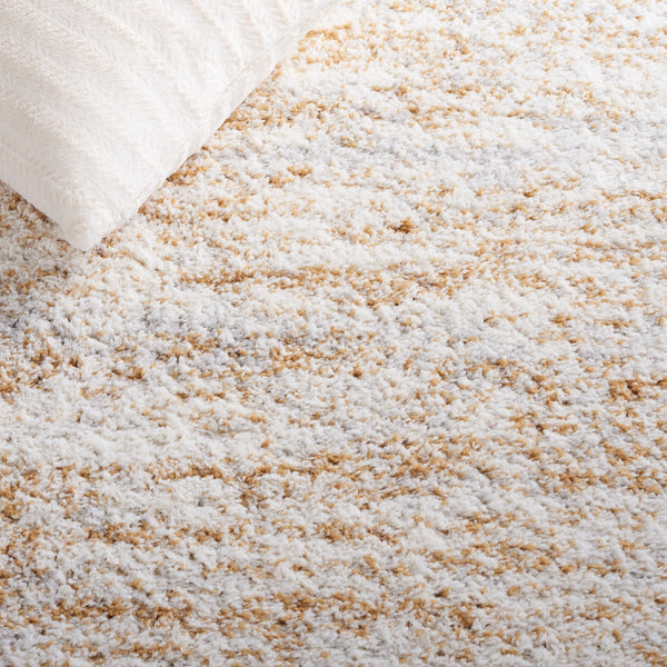 Safavieh Berber Round Area Rug - Luxurious Modern Shag In Ivory And Beige, Perfect For Cozy Living Spaces Ivory ,Light Gold Polyester Pile Ber563d-10