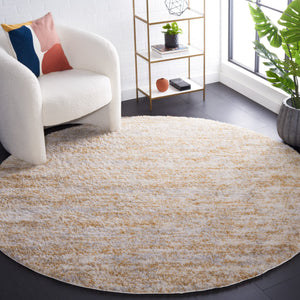 Safavieh Berber Round Area Rug - Luxurious Modern Shag In Ivory And Beige, Perfect For Cozy Living Spaces Ivory ,Light Gold Polyester Pile Ber563d-10