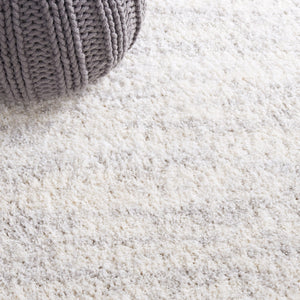 Safavieh Berber Round Area Rug - Luxurious Modern Shag In Ivory And Beige, Perfect For Cozy Living Spaces Ivory ,Light Grey Polyester Pile Ber563f-5ov