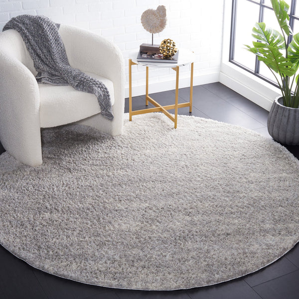 Safavieh Berber Round Area Rug - Luxurious Modern Shag In Ivory And Beige, Perfect For Cozy Living Spaces Grey ,Ivory Polyester Pile Ber563g-210