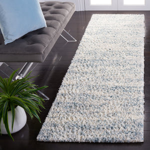 Safavieh Berber Plush Shag Rug Ivory With Light Aqua Accents — Power-Loomed Turkey, Cozy 1.25" Pile Feel 10'-0" x 10'-0" BER563J-10SQ