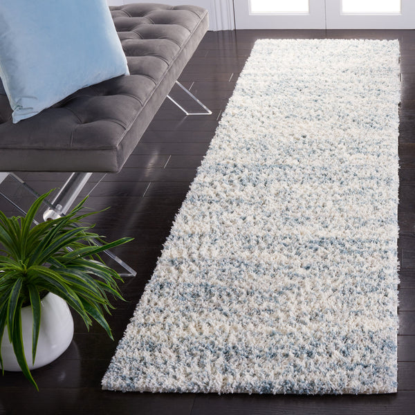 Safavieh Berber Shag Round Area Rug Ivory & Light Aqua Plush Flokati Texture Power-Loomed Turkey Luxury Comfort 10'-0" x 10'-0" BER563J-10R