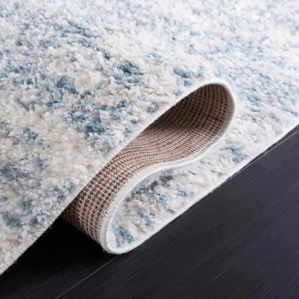 Safavieh Berber Round Area Rug - Luxurious Modern Shag In Ivory And Beige, Perfect For Cozy Living Spaces Ivory ,Light Aqua Polyester Pile Ber563j-26