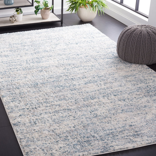 Safavieh Berber Plush Berber Shag Rug Ivory With Light Aqua Accents — 1.25" Pile, Power-Loomed Turkish Quality 6'-0" x 8'-0" BER563J-68