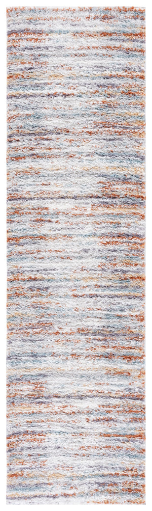 Safavieh Berber Contemporary Shag Area Rug - Luxurious Plush Comfort With Striking Blue, Rust, And Ivory Design Blue Rust ,Ivory Polyester Pile Ber565a-5r