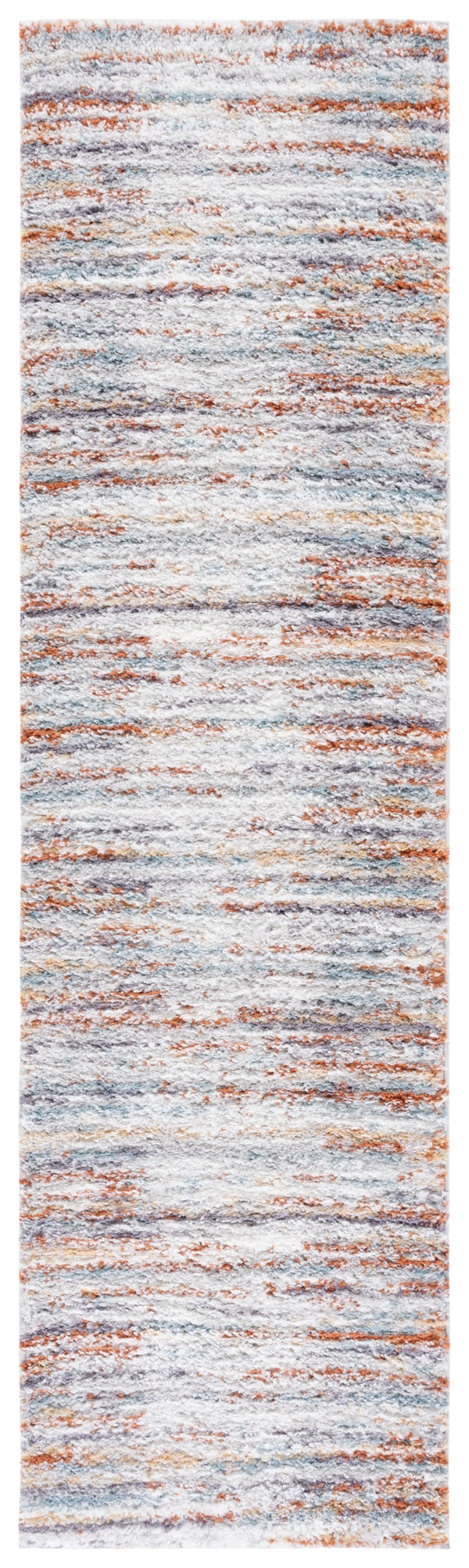 Safavieh Berber Contemporary Shag Area Rug - Luxurious Plush Comfort With Striking Blue, Rust, And Ivory Design Blue Rust ,Ivory Polyester Pile Ber565a-5r