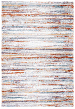 Safavieh Berber Contemporary Shag Area Rug - Luxurious Plush Comfort With Striking Blue, Rust, And Ivory Design Blue Rust ,Ivory Polyester Pile Ber565a-5r