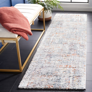 Safavieh Berber Luxurious Shag Area Rug - Eco-friendly, Durable Polyester With Rich Blue And Rust Hues Blue Rust ,Ivory Polyester Pile Ber569a-4r