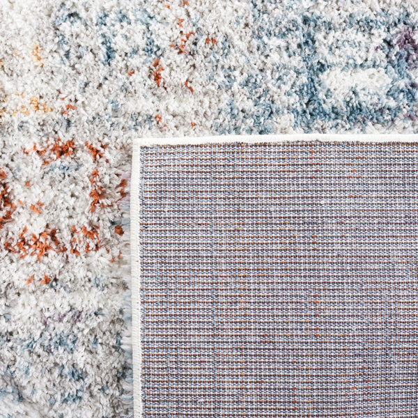 Safavieh Berber Luxurious Shag Area Rug - Eco-friendly, Durable Polyester With Rich Blue And Rust Hues Blue Rust ,Ivory Polyester Pile Ber569a-4r