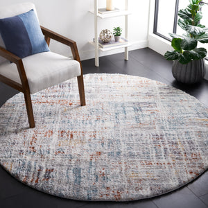 Safavieh Berber Luxurious Shag Area Rug - Eco-friendly, Durable Polyester With Rich Blue And Rust Hues Blue Rust ,Ivory Polyester Pile Ber569a-4r