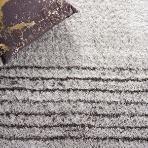 Safavieh Berber Shag High Pile Polyester Rug Two Tone Grey Plush Living Room Bedroom BER571F-6