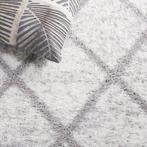 Safavieh Berber Shag Geometric Flokati Style Polyester Rug Plush Ivory Grey Living Room BER572F-6