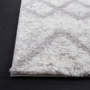 Safavieh Berber Shag Geometric Flokati Style Polyester Rug Plush Ivory Grey Living Room BER572F-6