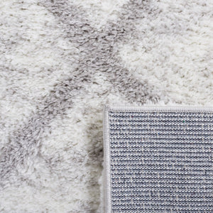 Safavieh Berber Shag Geometric Flokati Style Polyester Rug Plush Ivory Grey Living Room BER572F-6