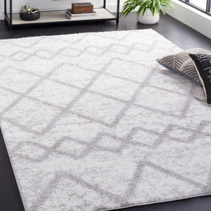 Safavieh Berber Shag Geometric Flokati Style Polyester Rug Plush Ivory Grey Living Room BER572F-6