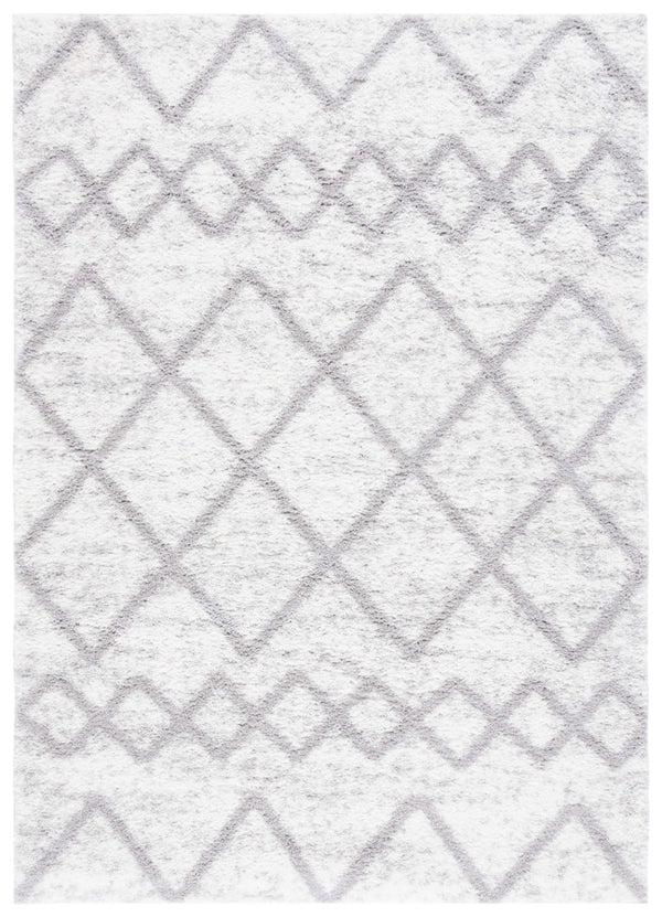 Safavieh Berber Shag Geometric Flokati Style Polyester Rug Plush Ivory Grey Living Room BER572F-6