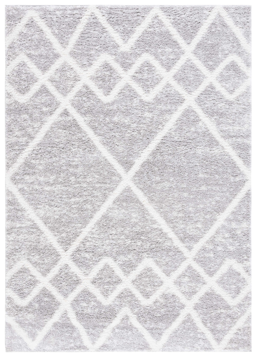 Safavieh Berber Shag Area Rug – Luxurious Grey And Ivory Geometric Design For Modern Home Elegance Ivory ,Grey Polyester Pile Ber574g-8sq