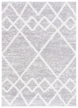 Safavieh Berber Shag Area Rug – Luxurious Grey And Ivory Geometric Design For Modern Home Elegance Ivory ,Grey Polyester Pile Ber574g-8sq