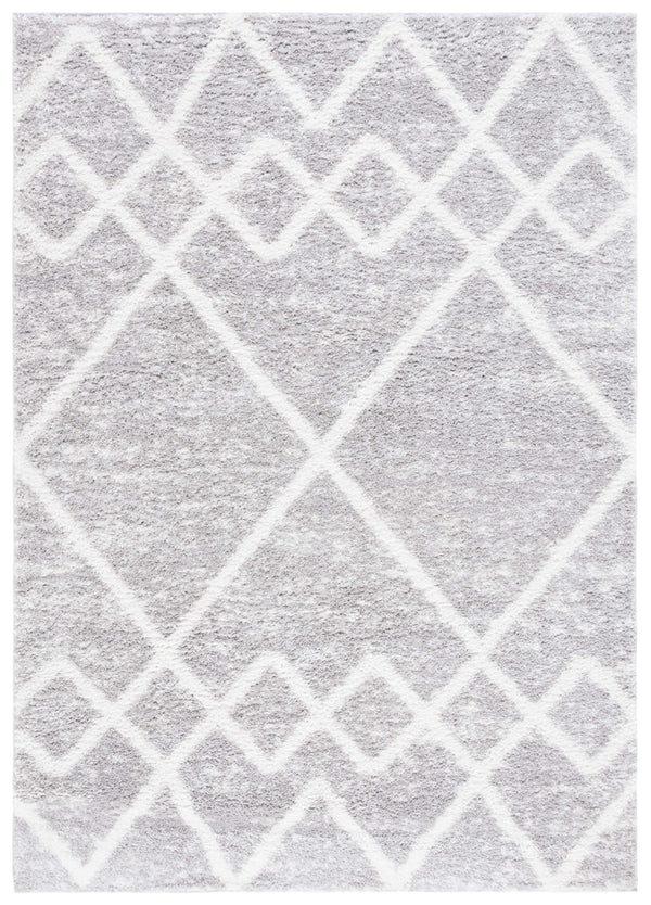 Safavieh Berber Shag Area Rug – Luxurious Grey And Ivory Geometric Design For Modern Home Elegance Ivory ,Grey Polyester Pile Ber574g-8sq