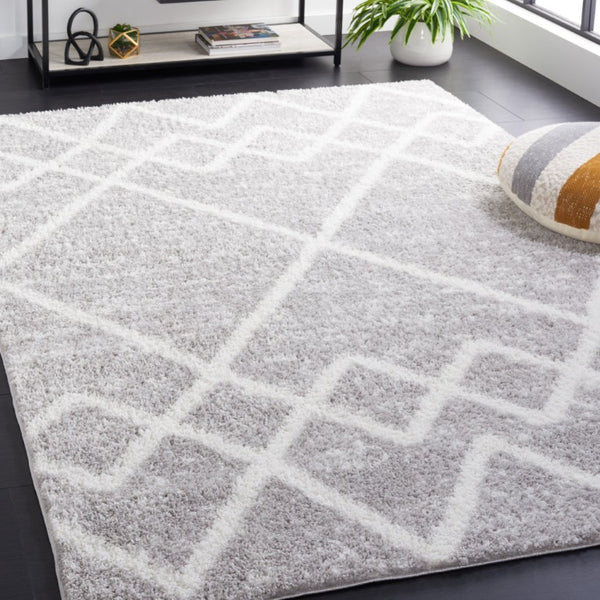 Safavieh Berber Shag Polyester Rug Neutral Ivory Grey Plush Pile Living Room Bedroom Accent BER574G-6