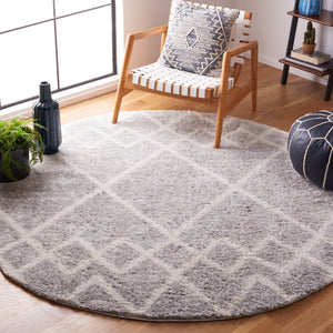 Safavieh Berber Shag Area Rug – Luxurious Grey And Ivory Geometric Design For Modern Home Elegance Ivory ,Grey Polyester Pile Ber574g-8sq