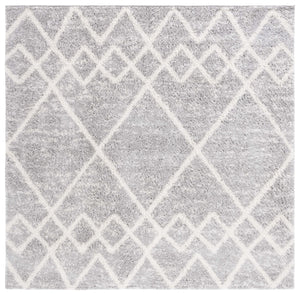 Safavieh Berber Shag Area Rug – Luxurious Grey And Ivory Geometric Design For Modern Home Elegance Ivory ,Grey Polyester Pile Ber574g-8sq