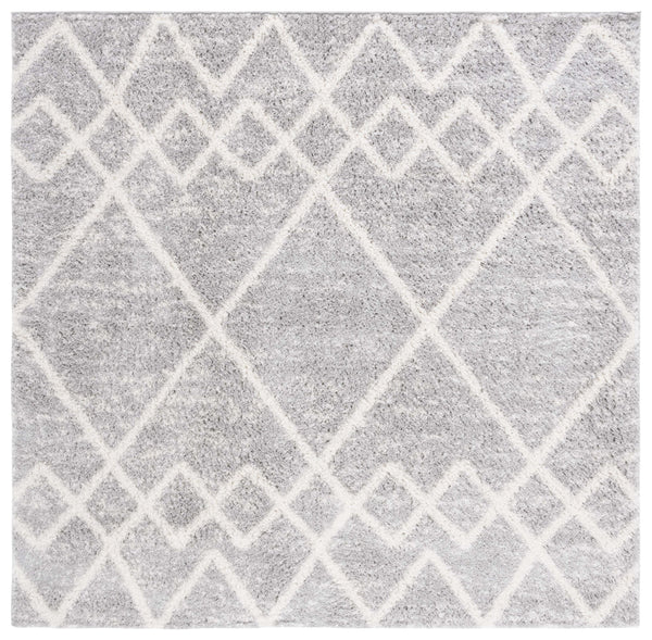 Safavieh Berber Shag Area Rug – Luxurious Grey And Ivory Geometric Design For Modern Home Elegance Ivory ,Grey Polyester Pile Ber574g-8sq