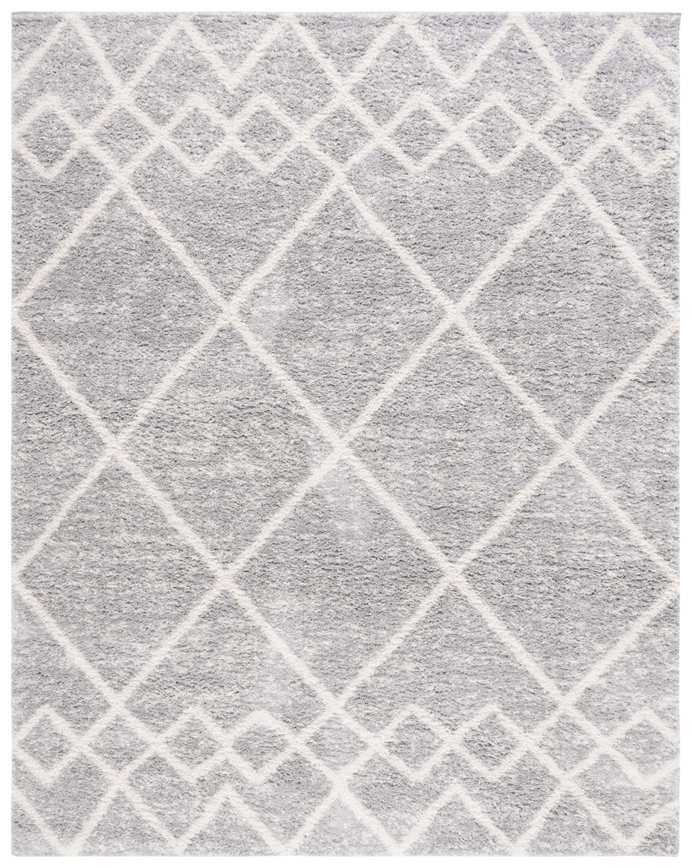 Safavieh Berber Shag Area Rug – Luxurious Grey And Ivory Geometric Design For Modern Home Elegance Ivory ,Grey Polyester Pile Ber574g-8sq