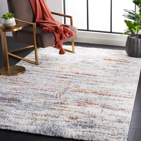 Safavieh Berber Shag Area Rug - Luxe Comfort With Dynamic Blue, Rust, And Ivory Design For Your Home Décor Blue Rust ,Ivory Polyester Pile Ber577a-8r