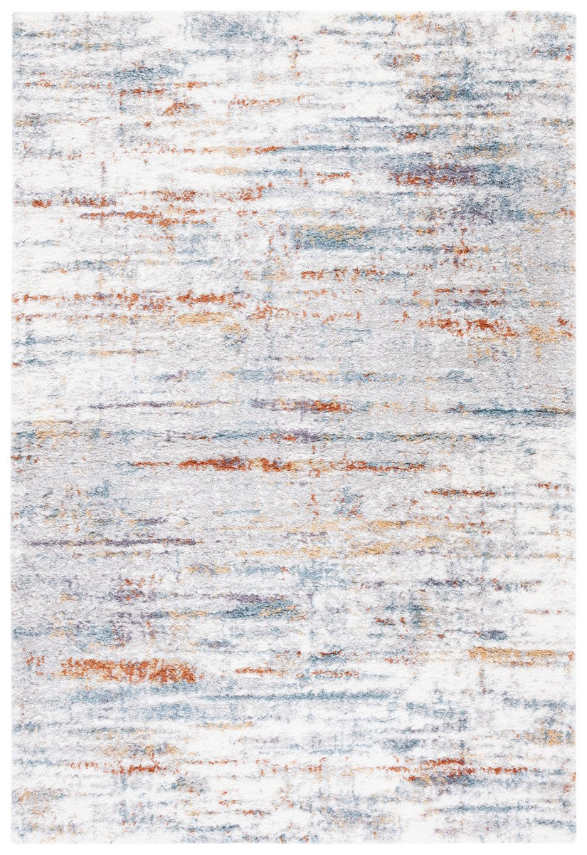 Safavieh Berber Shag 577 Flat Weave Shag - Contemporary Rug Blue Rust / Ivory 6'-7" x 8'-7"