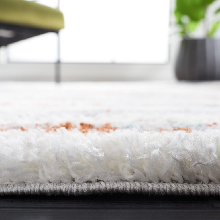 Safavieh Berber Shag Power Loomed Plush Rug in Earthy Blue Rust and Ivory for Living Rooms 10'-0" x 14'-0" BER583A-10