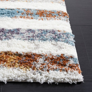Safavieh Berber Shag Power Loomed Plush Rug in Earthy Blue Rust and Ivory for Living Rooms 10'-0" x 14'-0" BER583A-10