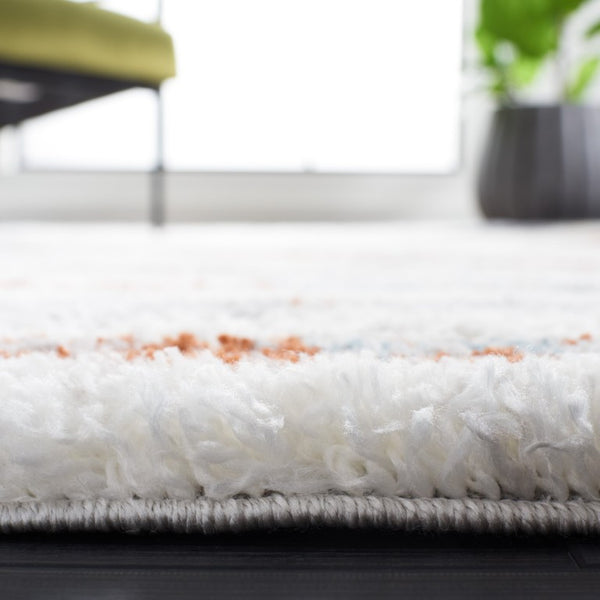 Safavieh Berber Shag Power Loomed Plush Rug in Earthy Blue Rust and Ivory for Living Rooms 3'-0" x 5'-0" BER583A-3